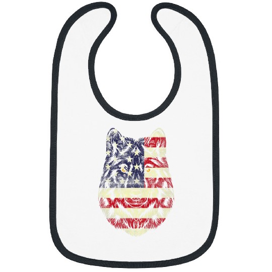Coyote Mammal USA American Flag Memorial Day 4th Of July Wolves Bibs