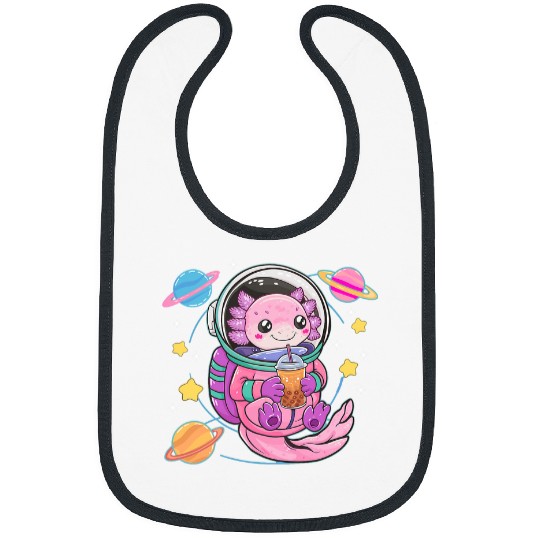Axolotls Pet Kawaii Axolotls Bubble Boba Tea Astronaut In Space Bibs