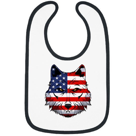 Coyote Mammal USA American Flag National Memorial Day 4th Of July Bibs