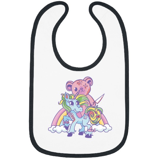 Unicorn Pet Creepy Pastel Goth Soft Goth emo Evil teddy bear Unicorn 2 Bibs