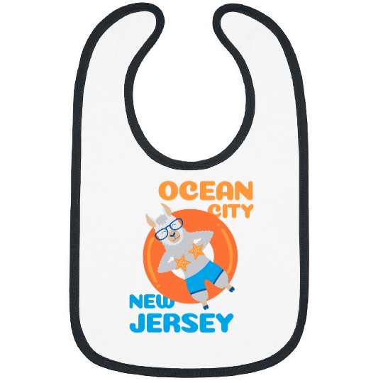 Llama Pet Ocean City New Jersey Shore Llama Tube Beach Graphic Design Bibs
