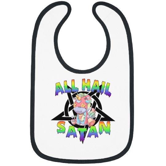 Unicorn Pet Hail Satan Unicorn Death Metal Pastel Goth Bibs