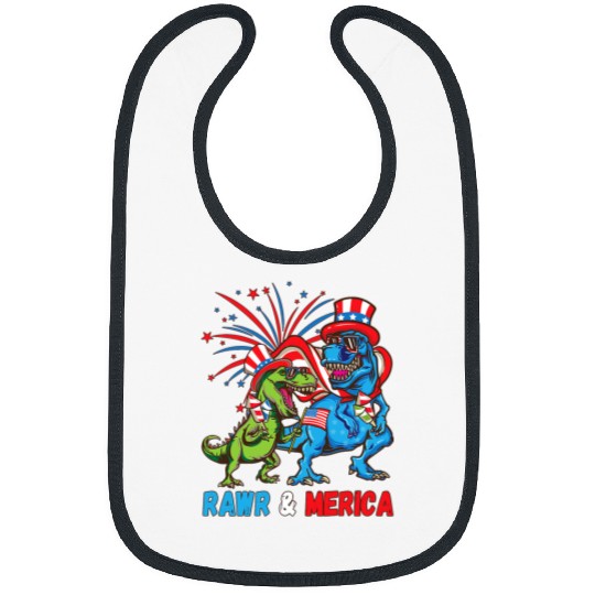 Dinosaur Pet 4th Of July Dinosaur With Patriotic Sunglasses Rawr Merica Bibs