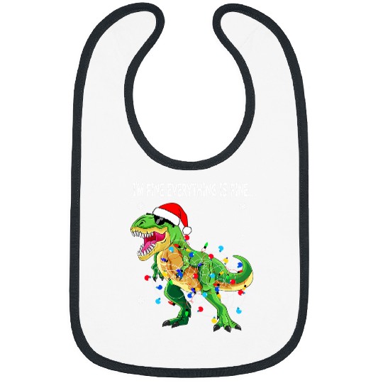 Dinosaur Pet Im Fine Everything Is Fine Christmas Lights t rex Bibs
