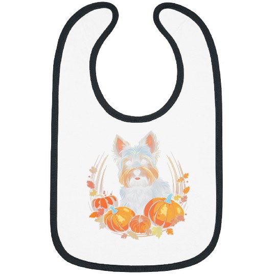Yorkshire Terrier Dog Pumpkin Thanksgiving Fall Halloween 1 Bibs