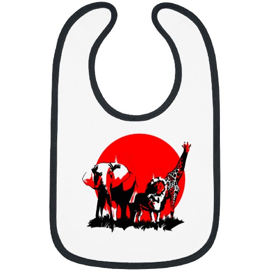 Giraffe Pet Animal Kingdom from Africa Lion Giraffe and Elephant tee Bibs
