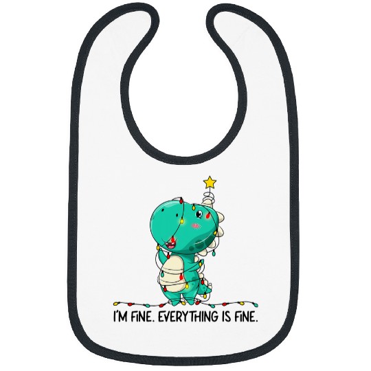 Dinosaur Pet Im Fine Everything Is Fine Christmas Lights Bibs