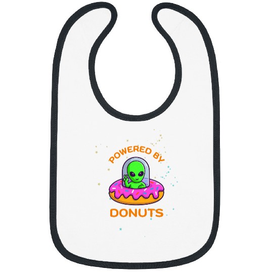 Aliens UFO Space Alien Powered By Donuts Green Galaxy Extraterrestrial Bibs