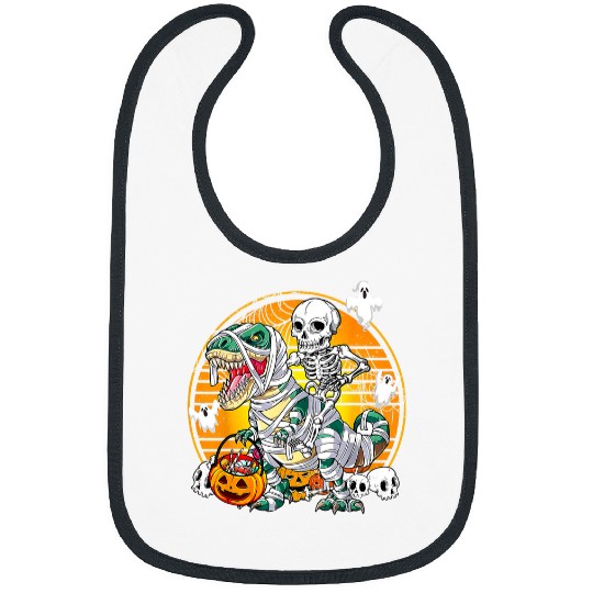 Dinosaur Pet halloween dinosaur kids Skeletons riding mummy trex Bibs