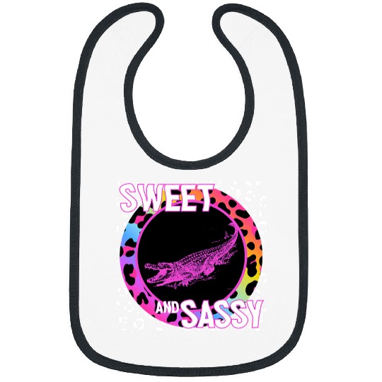 Alligator Pet 90s Nostalgia Rainbow Leopard Print Tropical Bibs