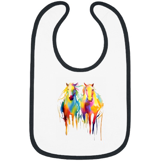 Horse Pet Miniature Horses Mini Horse Watercolor Splash Equestrian Bibs