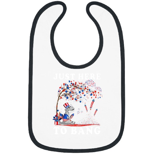 Dinosaur Pet 4th Of July Just Here To Bang Funny Dinosaur T rexs Fireworks Bibs