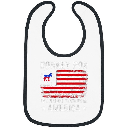 Donkey Pet Retro Donkey Pox The Disease Destroying America Flag Bibs