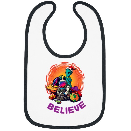 Aliens UFO Alien Christmas  2BELIEVE Bibs