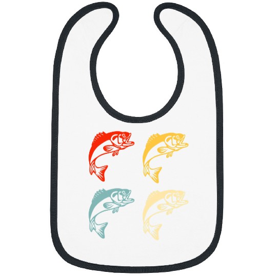 Fishing Fun Retro Bass Fish Graphic Bass Fishing Fishermen Fathers Dads Bibs