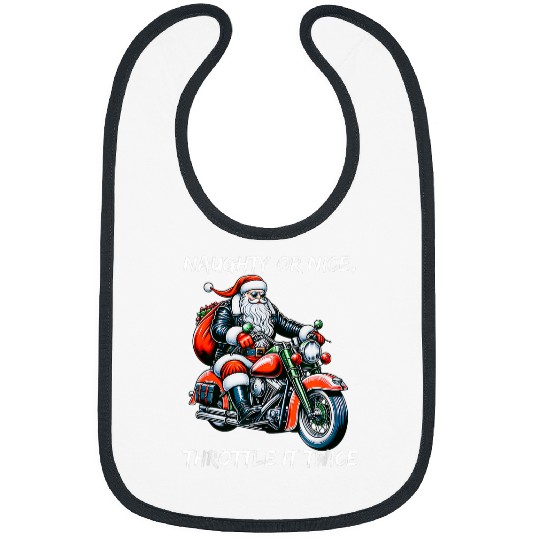 Naughty or Nice Throttle It Twice Motorcycle Christmas 21 Bibs