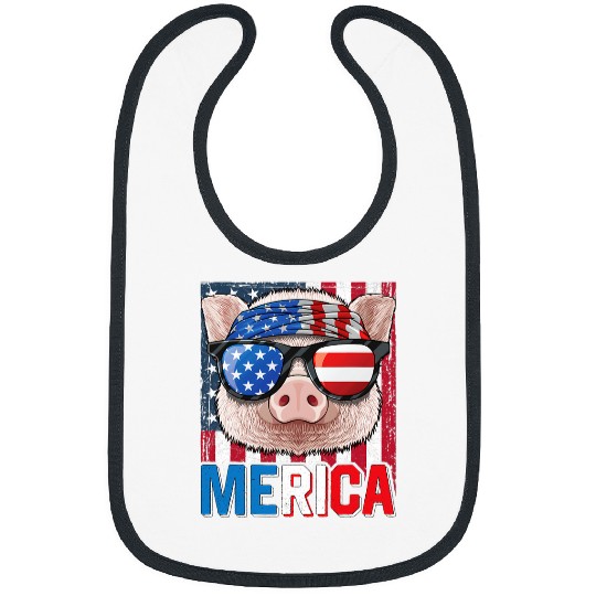 Pig Pet Merica Pig 4th of July Gifts American Flag For Men Women 014 Bibs