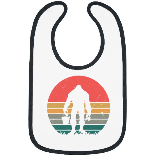 Bigfoot Pet Funny Retro Sasquatch Fishermen Bibs