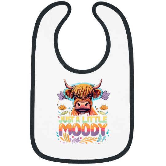 Highland Cow Cattle Just Little Moody Hairy Animal Farmer 21 Bibs