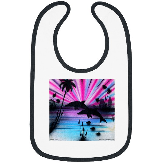 Dolphin Pet Gift Airbrush Painting Sea Creature Ocean Animal Bibs