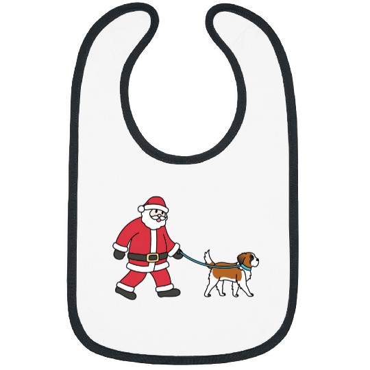 Saint Bernard Santa Claus Funny Dog Christmas Bibs