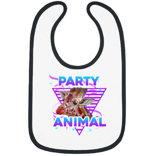 Giraffe Pet PARTY ANIMAL Funny Giraffes Lover Retro s Girl Boy Birthday Bibs