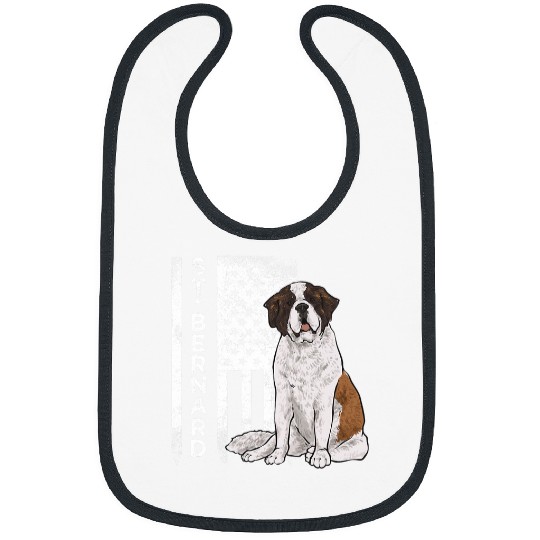 American Flag Saint Bernard Dog St  Bernard Bibs