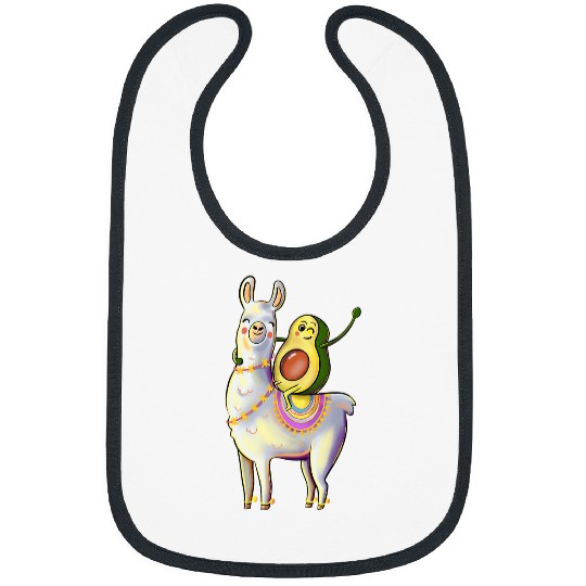 Llama Pet Funny Avocado Riding on a Llama Alpaca Animal Bibs