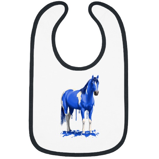 Horse Pet Funny Royal Blue Pinto Dripping Wet Paint Horse Bibs