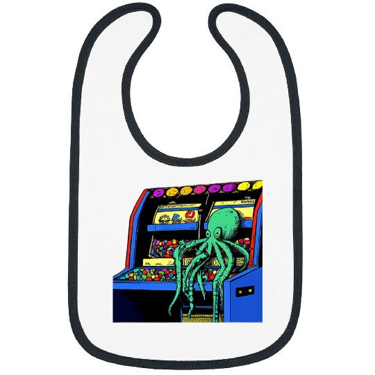 Octopus Pet sitting on video game Vending Machine gatcha arcade Bibs