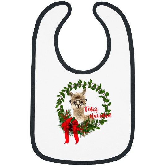 Llama Pet Optician Llama Eyeglasses Christmas Ornament Feliz Navidad Bibs