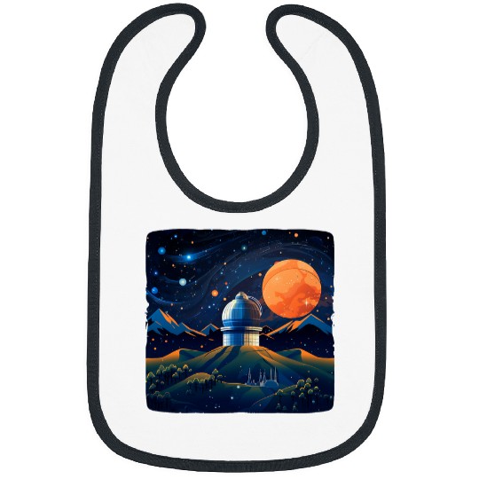 Telescope Station with big red Moon for Boys and Girls Bibs