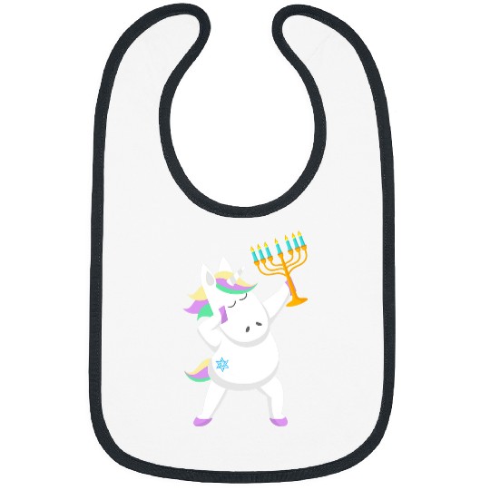 Unicorn Pet Hanukkah Jewnicorn Unicorn Menorah Star Of David Funny Kids Bibs