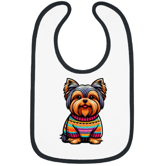 Fat Chubby Yorkshire Terrier Yorkie Dog Puppy Lover Colorful Bibs