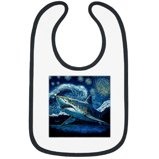 Shark Pet Surrealism Starry Night Sand Tiger Bibs