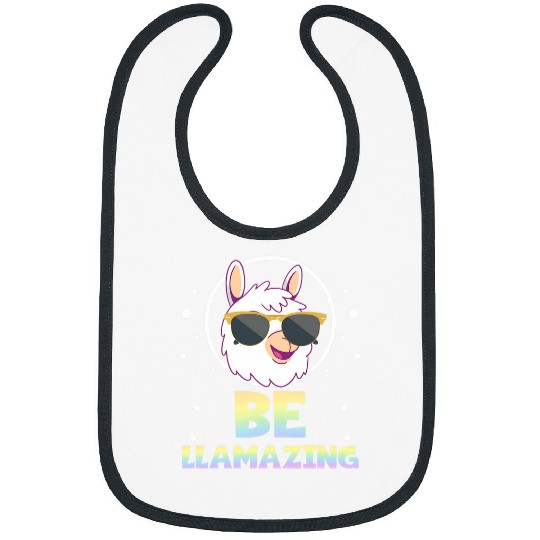 Llama Pet Pastel Rainbow Amazing Llama Pun Be Llamazing Llama Lover Bibs