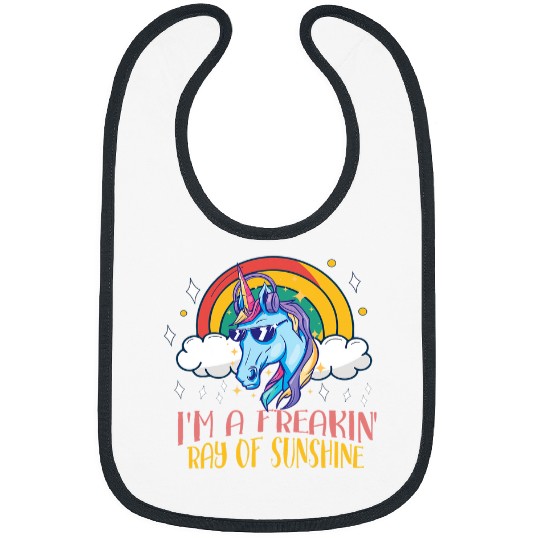 Unicorn Pet Im A Freakin Ray Of Sunshine Unicorn Rainbow 2 Bibs