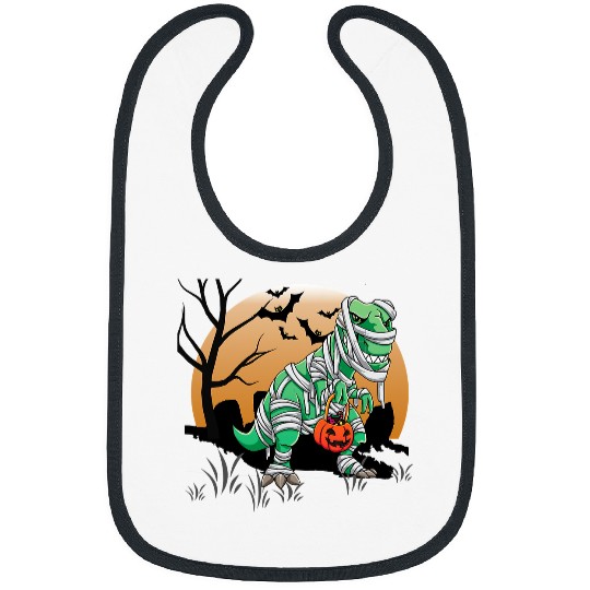 Dinosaur Pet Halloween Dinosaur T rexs Mummy in Cemetery Trick or Treat Bibs