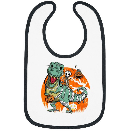 Dinosaur Pet Skull Funny Skeletons Pumpkin Riding Mummy Dinosaur T rexs Halloween Bibs