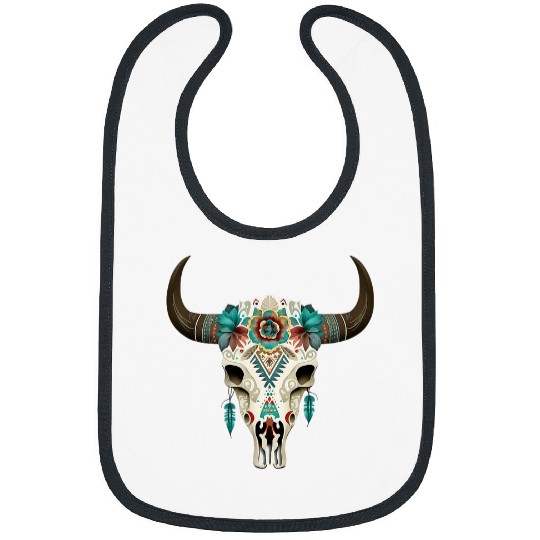 Cow Pet Aztec cow skull men women 01 Bibs