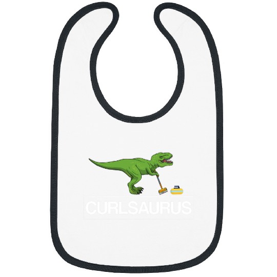 Dinosaur Pet Curlsaurus Curling Saurus Dinosaur Winter Sports Lover Bibs