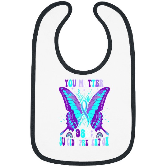 suicides Prevention 988 Ribbon You Matter 988 suicides Prevention Awareness Ribbon Butterfly Bibs