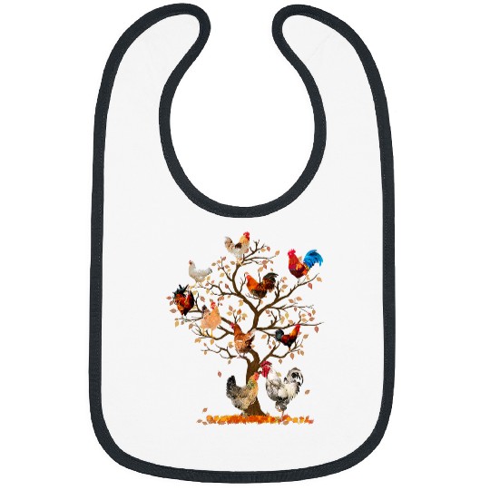 Chicken Pet tree autumn tree fall leaves chicken lover Bibs
