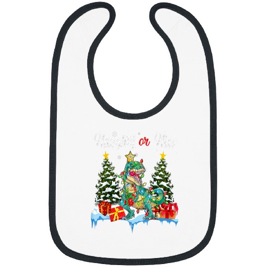 Dinosaur Pet Naughty Or Nice Dinosaur Merry Christmas Santa xmass Tree Bibs