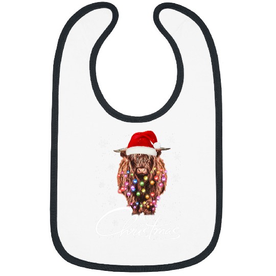 Cow Pet Merry Christmas Highland Cow Western Santa Hat xmass Pajamas 336 Bibs
