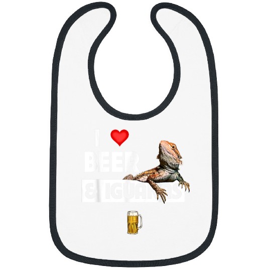 Iguana Pet Beer I Love Beer and Iguana LIzard Funny Drinking Reptile Lovers Bibs