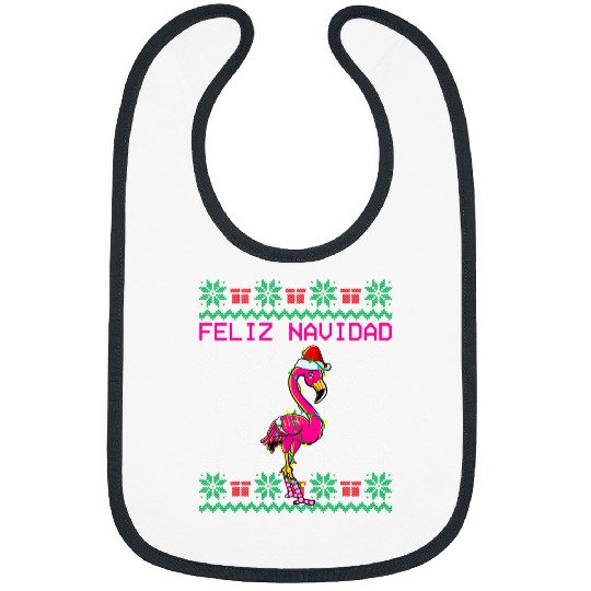 Flamingo Pet Ugly Christmas Sweater Feliz Navidad 1 Bibs