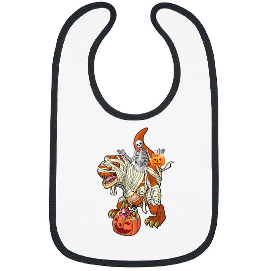 Dinosaur Pet Skull Halloween Skeletons Riding Dinosaur Mummy Pumpkin Trick Treat Bibs