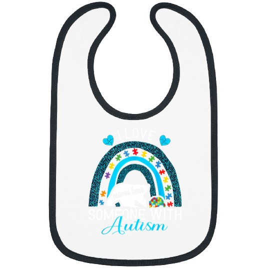 Autism Puzzle I love someone with autism awareness mama bear puzzle piece Bibs