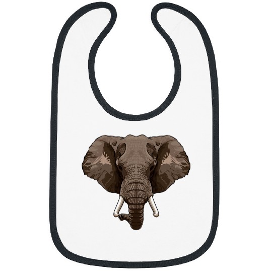 Elephant Mammal Face Big And Tall Elephant Wildlife Animal Head Bibs